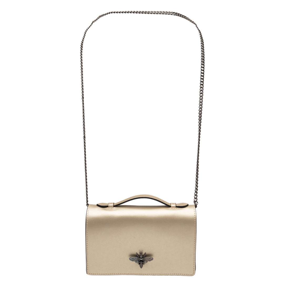 Borsa da donna in vera pelle color oro Lori