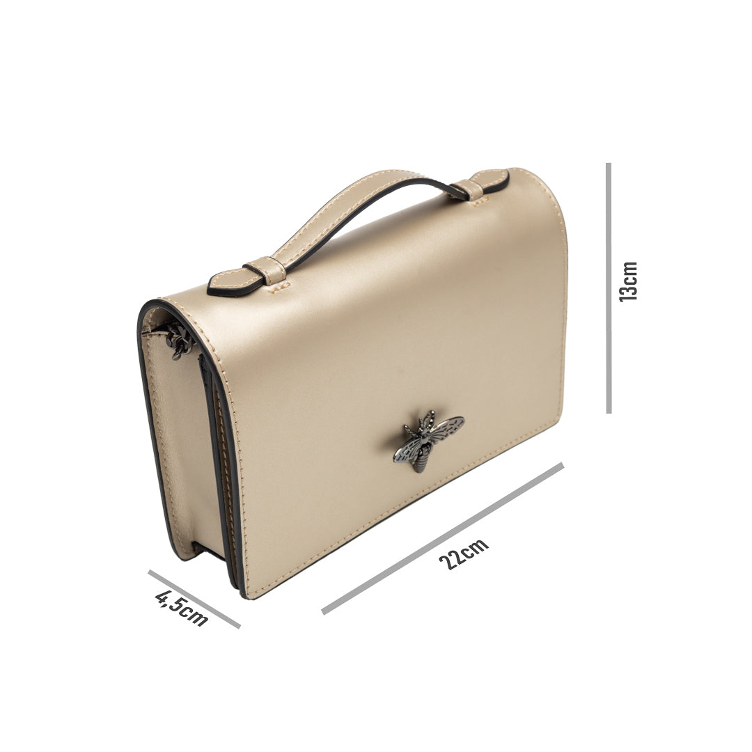 Damenhandtasche aus echtem Leder in Gold Lori