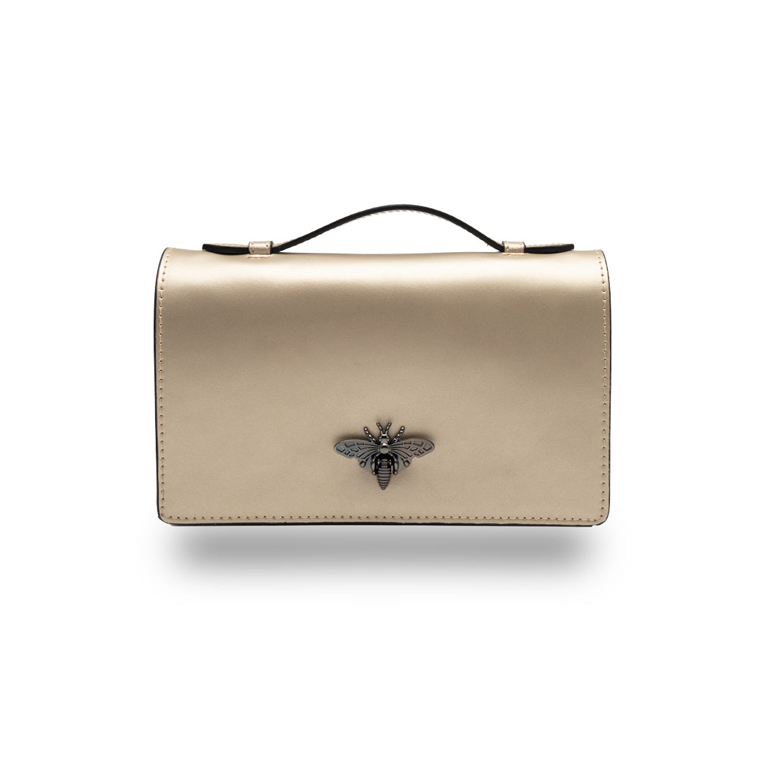 Borsa da donna in vera pelle color oro Lori