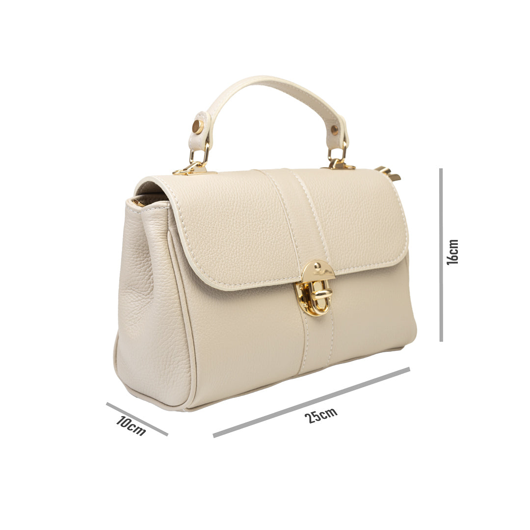 Borsa da donna in vera pelle beige Beatrice