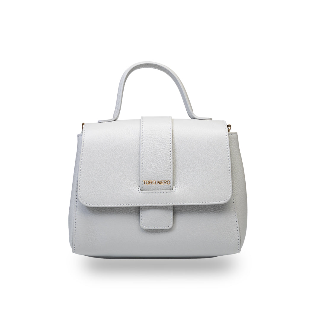 Borsa da donna in vera pelle grigio chiaro Ranya