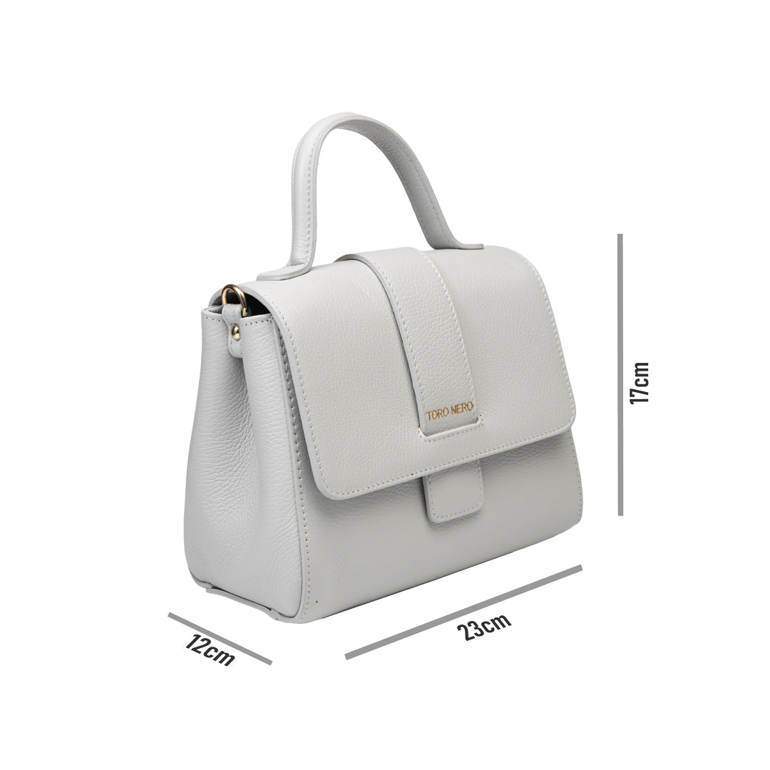 Borsa da donna in vera pelle grigio chiaro Ranya