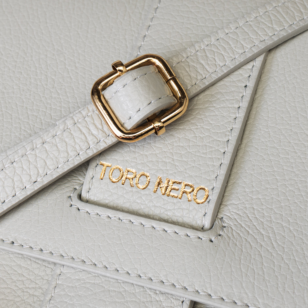 Borsa da donna in vera pelle grigio chiaro Ranya