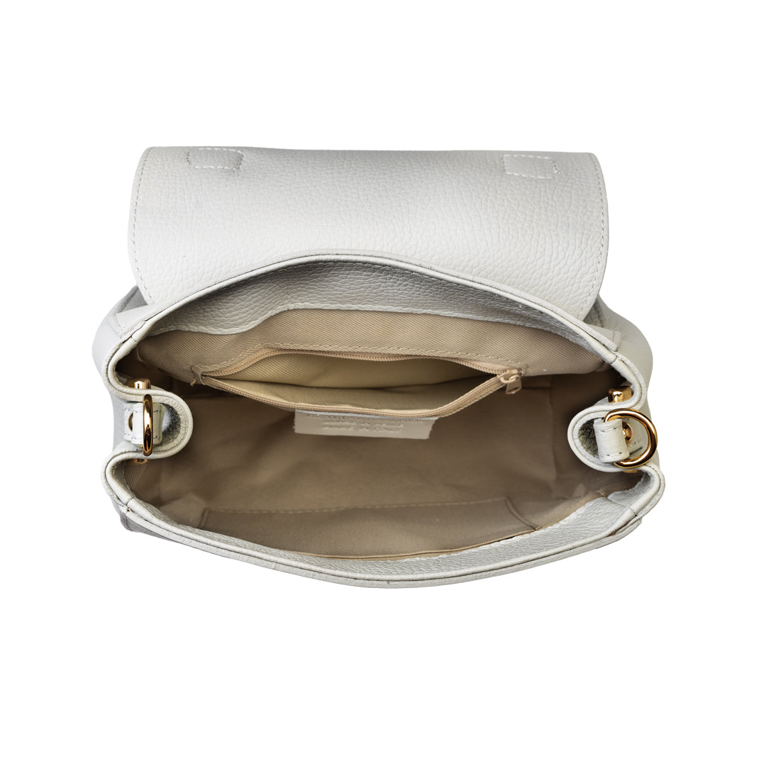 Borsa da donna in vera pelle grigio chiaro Ranya