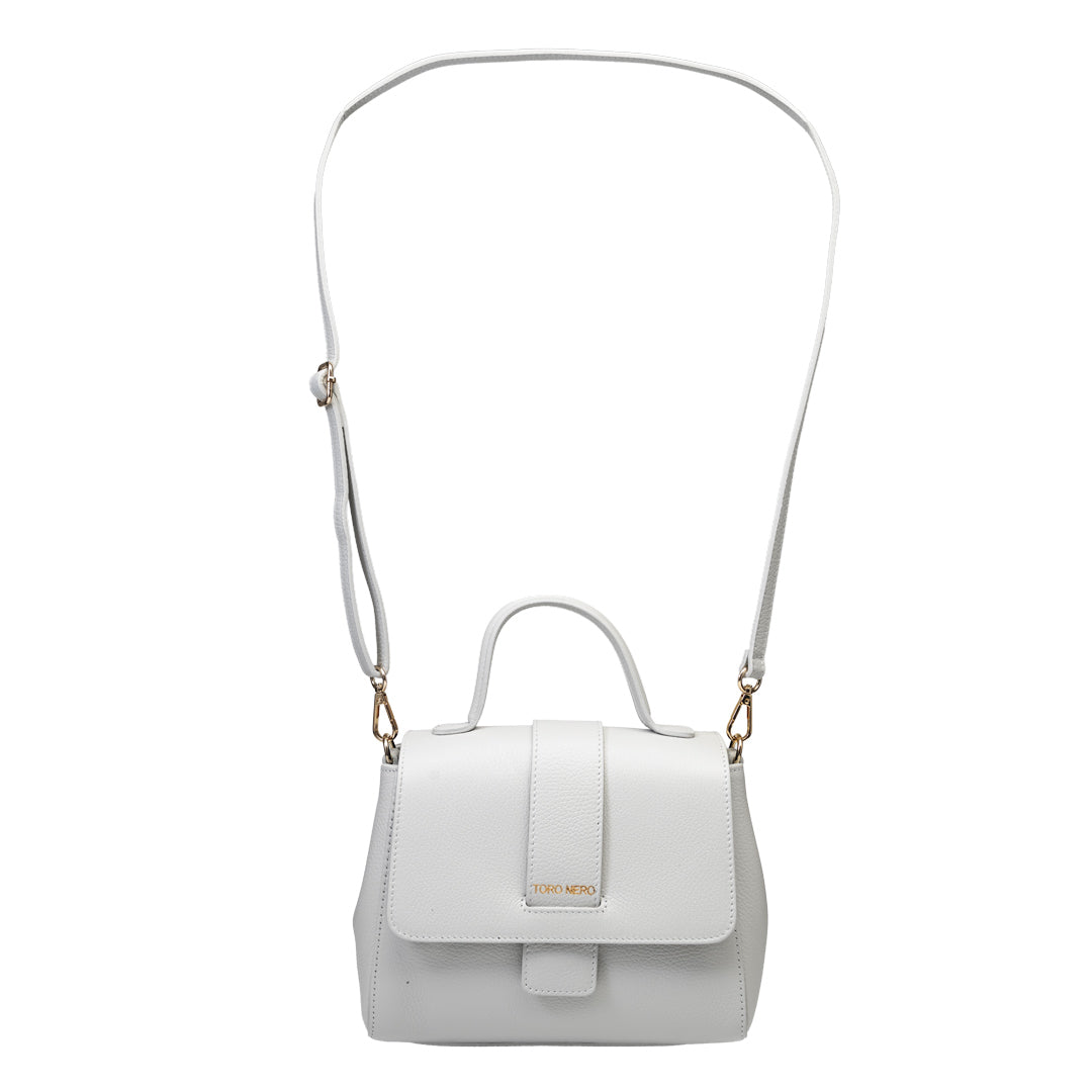Borsa da donna in vera pelle grigio chiaro Ranya