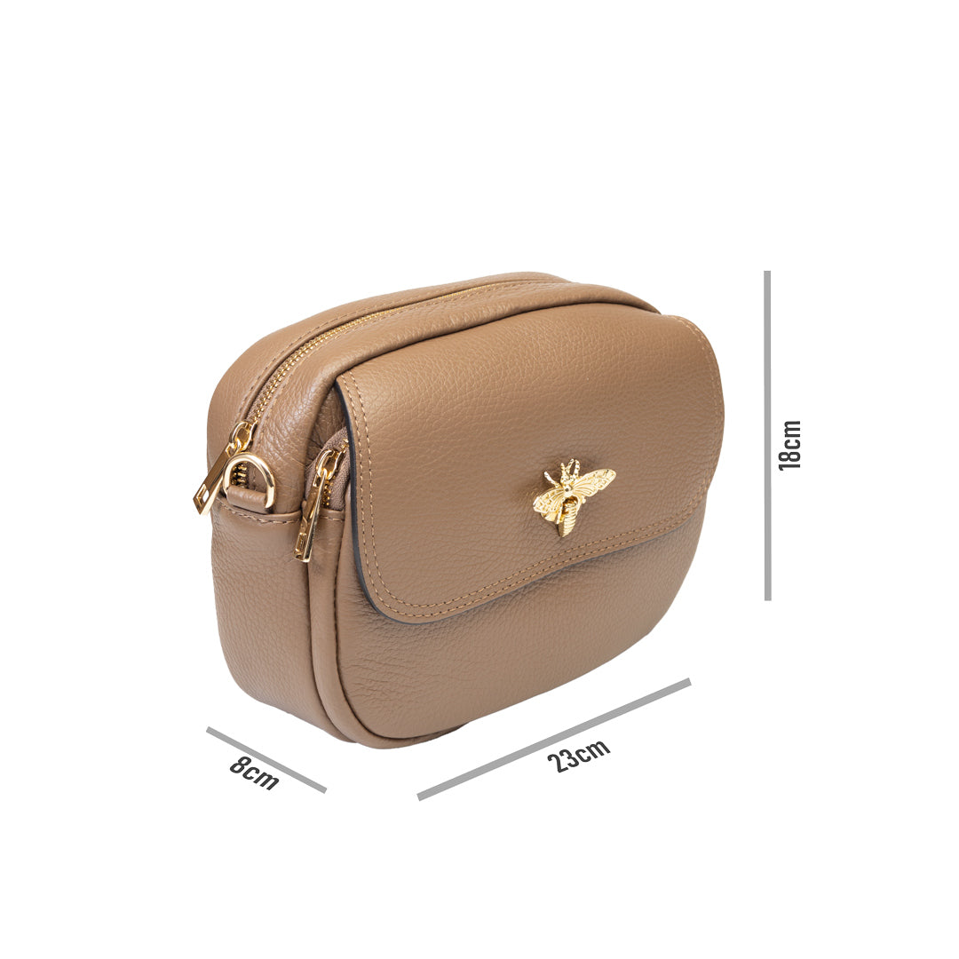 Borsa da donna in vera pelle marrone scuro Eleonora