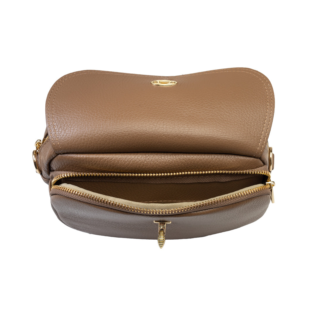 Borsa da donna in vera pelle marrone scuro Eleonora