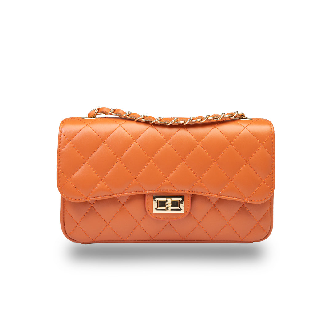 Borsa da donna in vera pelle arancione Aida