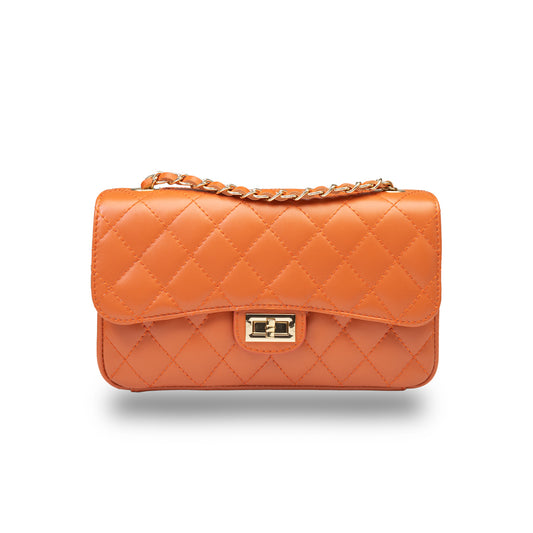 Borsa da donna in vera pelle arancione Aida