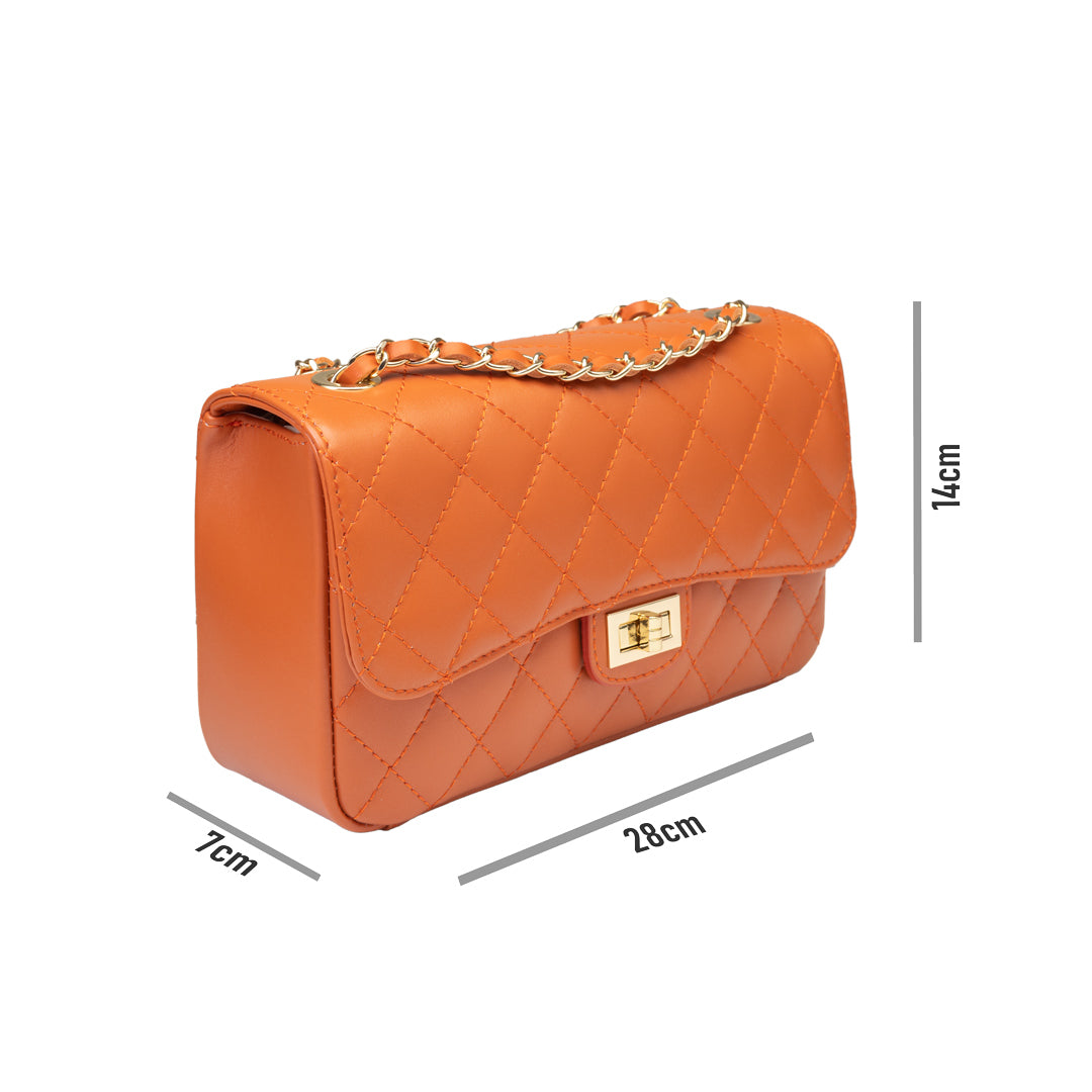 Borsa da donna in vera pelle arancione Aida