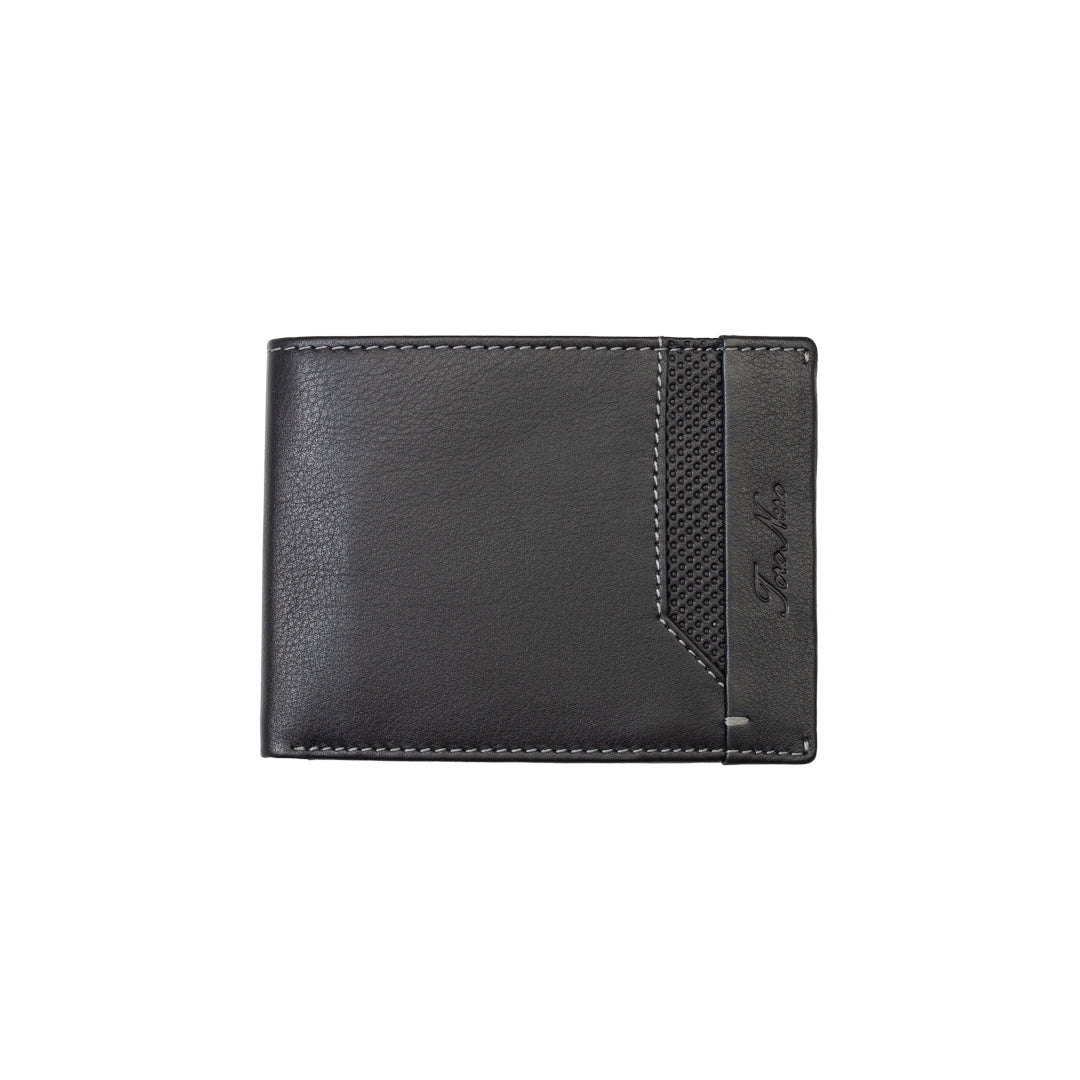 Portafoglio da uomo in pelle naturale nero-line Vox, protezione RFID