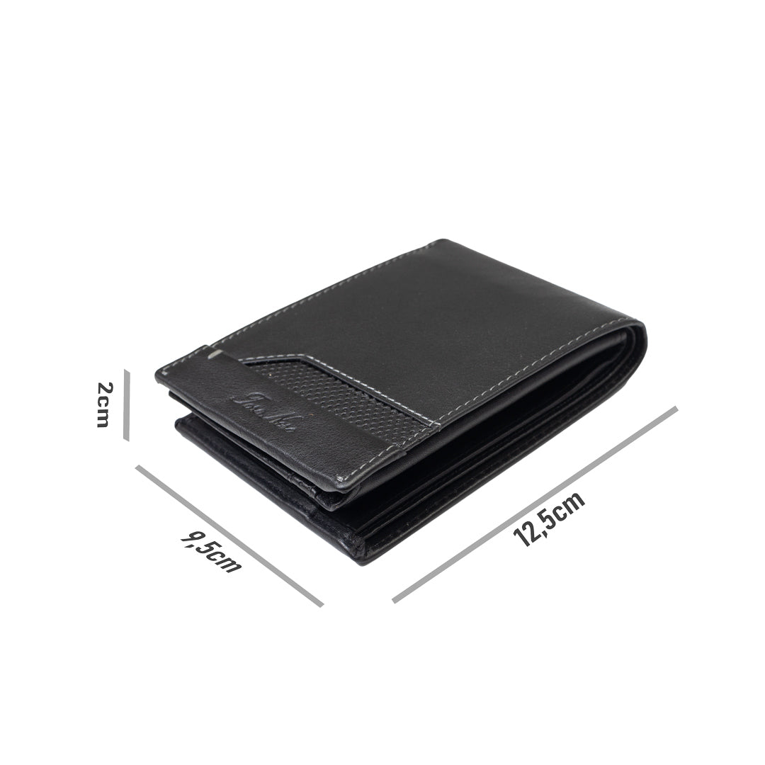 Portafoglio da uomo in pelle naturale nero-line Vox, protezione RFID