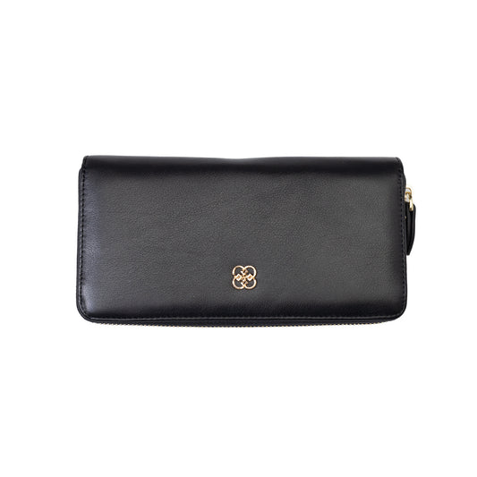 Portafoglio da donna in vera pelle nero-dettaglio Arya