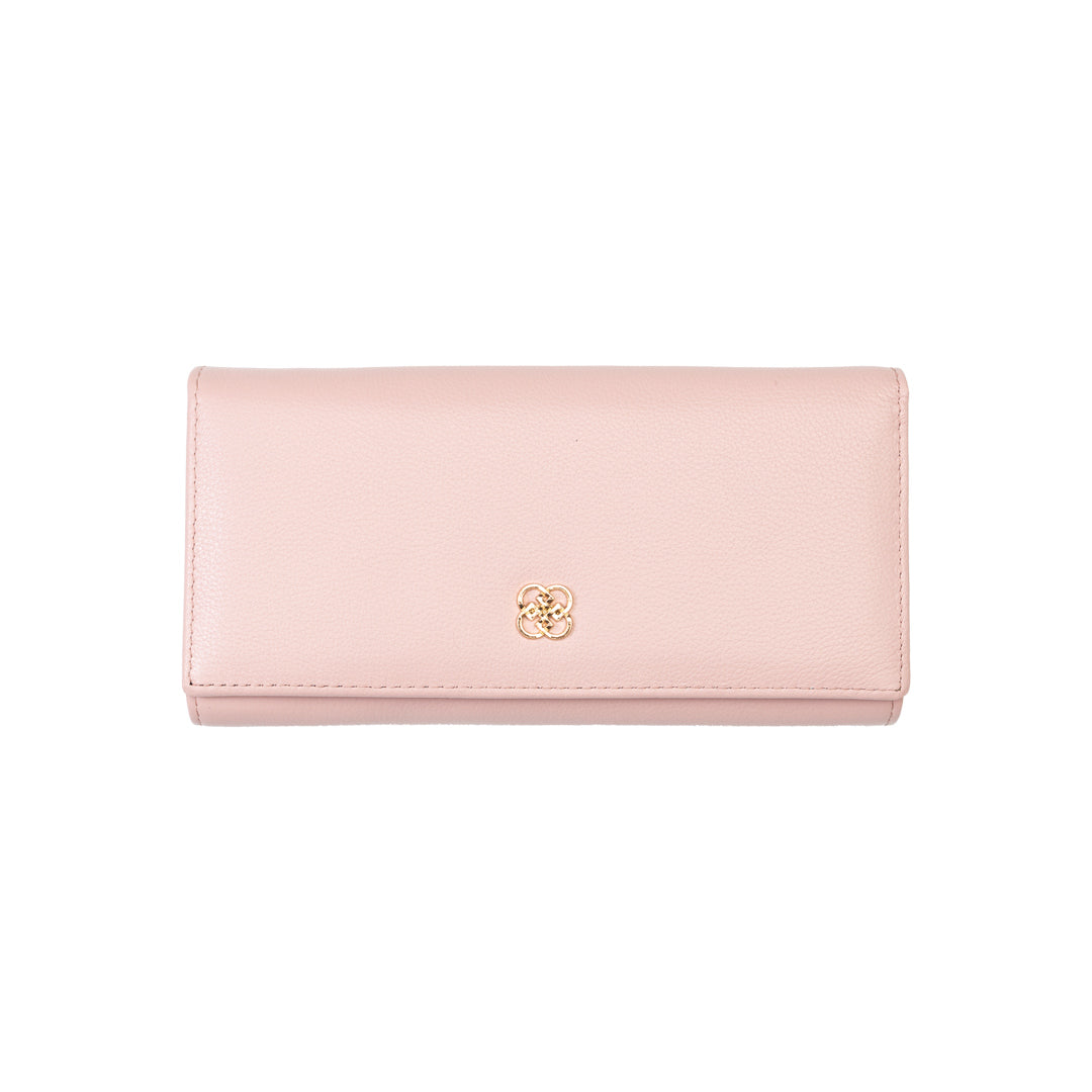 Portafoglio donna in pelle naturale rosa cipria-dettaglio Reset