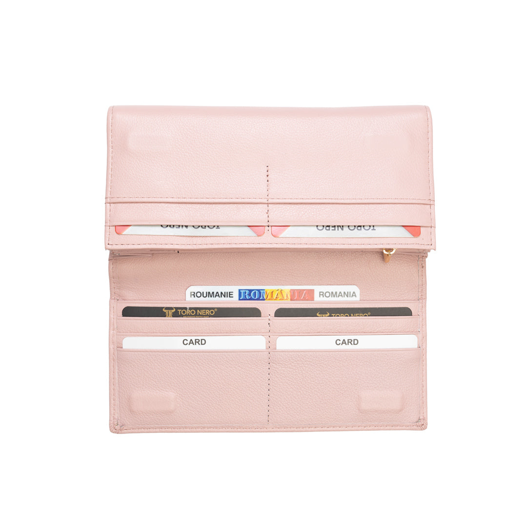 Portafoglio donna in pelle naturale rosa cipria-dettaglio Reset