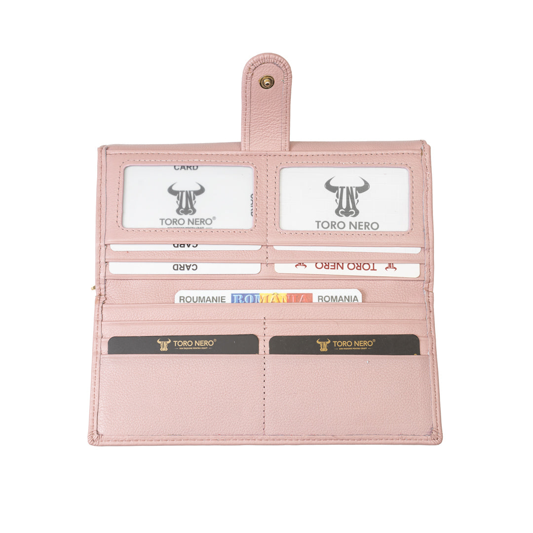 Portafoglio donna in pelle naturale rosa cipria-dettaglio Reset