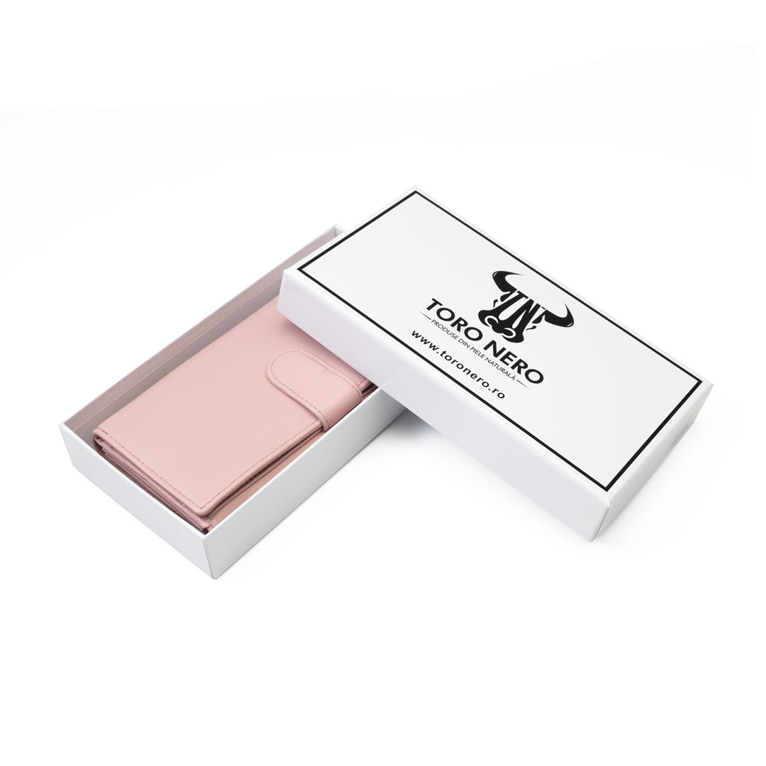 Portafoglio donna in pelle naturale rosa cipria-dettaglio Reset