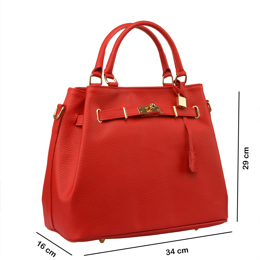 Sac à main en cuir véritable rouge Odyssey