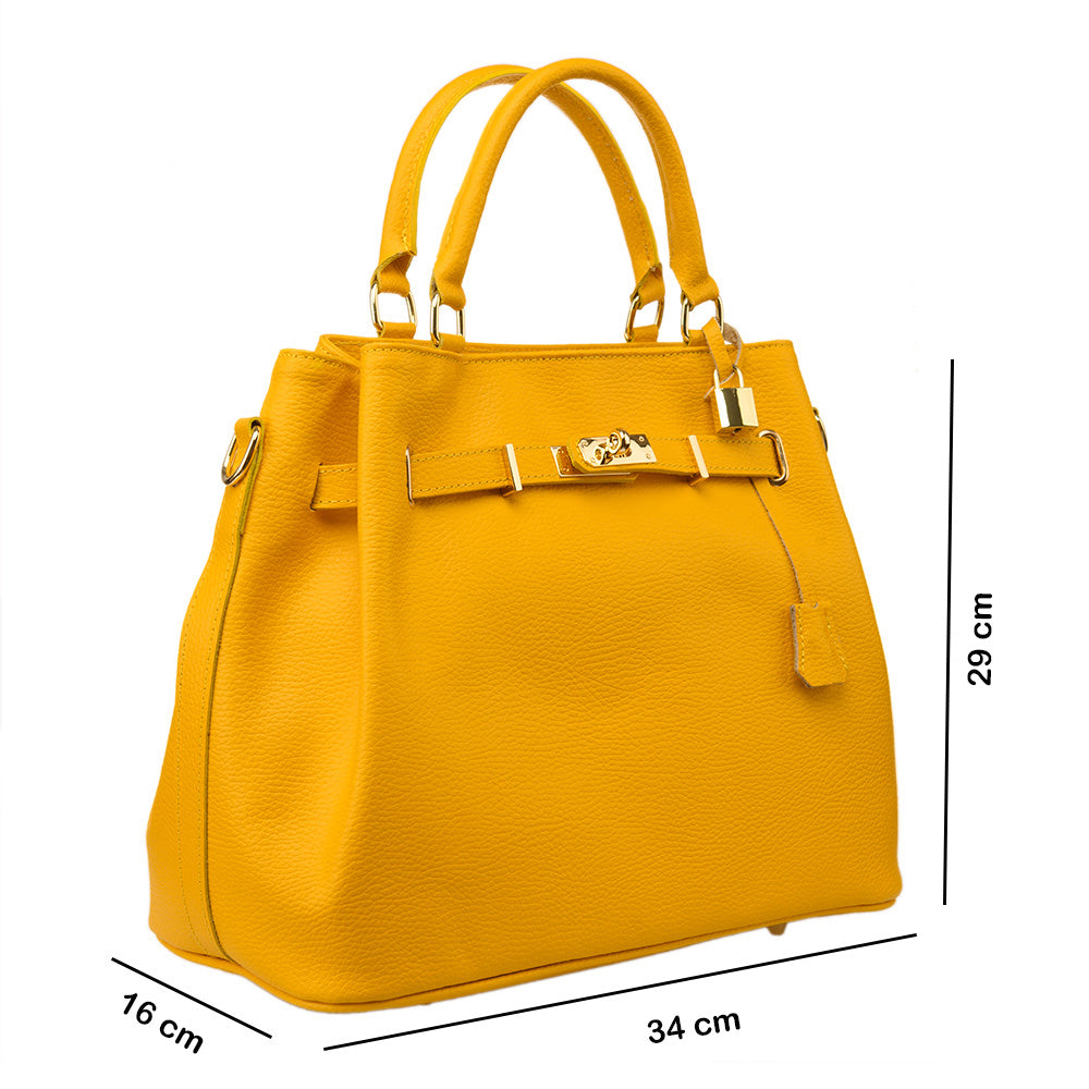 Sac femme en cuir véritable jaune Odyssey